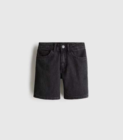 Black denim shorts